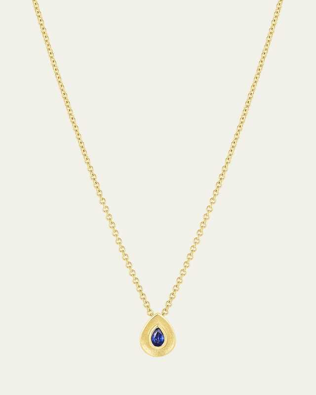 18K Gold Stardust Round Necklace with Emerald, 16-18"L